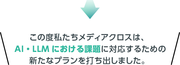 この度私たちメディアクロスは、AI・LLMにおける課題に対応するための新たなプランを打ち出しました。